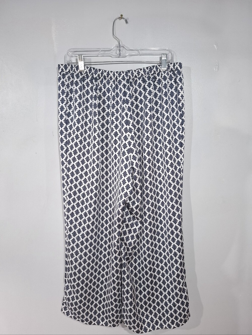 J Jill Wearever Collection Womens Blue White Geo Satin Pull On Cropped Pants M - Picture 6 of 13